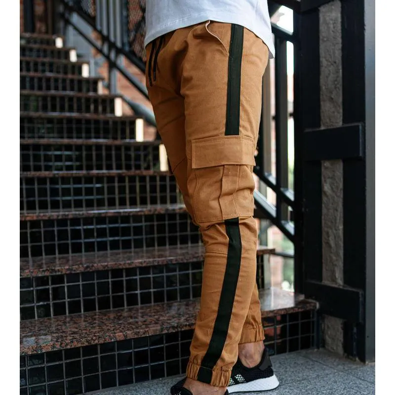 Men's Patchwork Casual Trousers Tether Cargo Casual Pants 18892775L