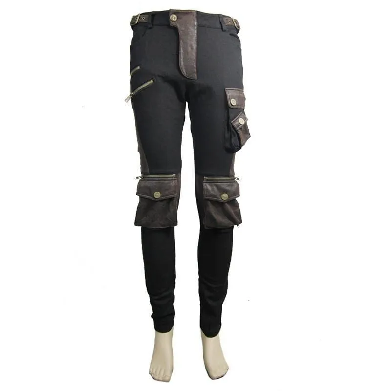 Men's Skinny Goth Pants With Knee Pockets