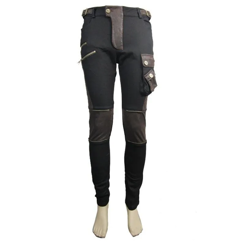 Men's Skinny Goth Pants With Knee Pockets