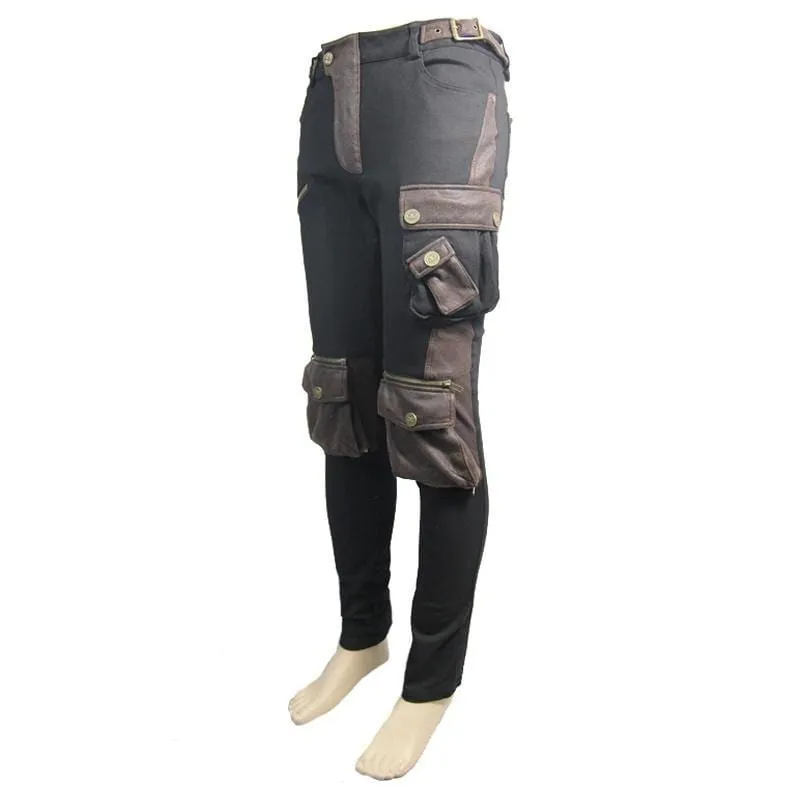 Men's Skinny Goth Pants With Knee Pockets