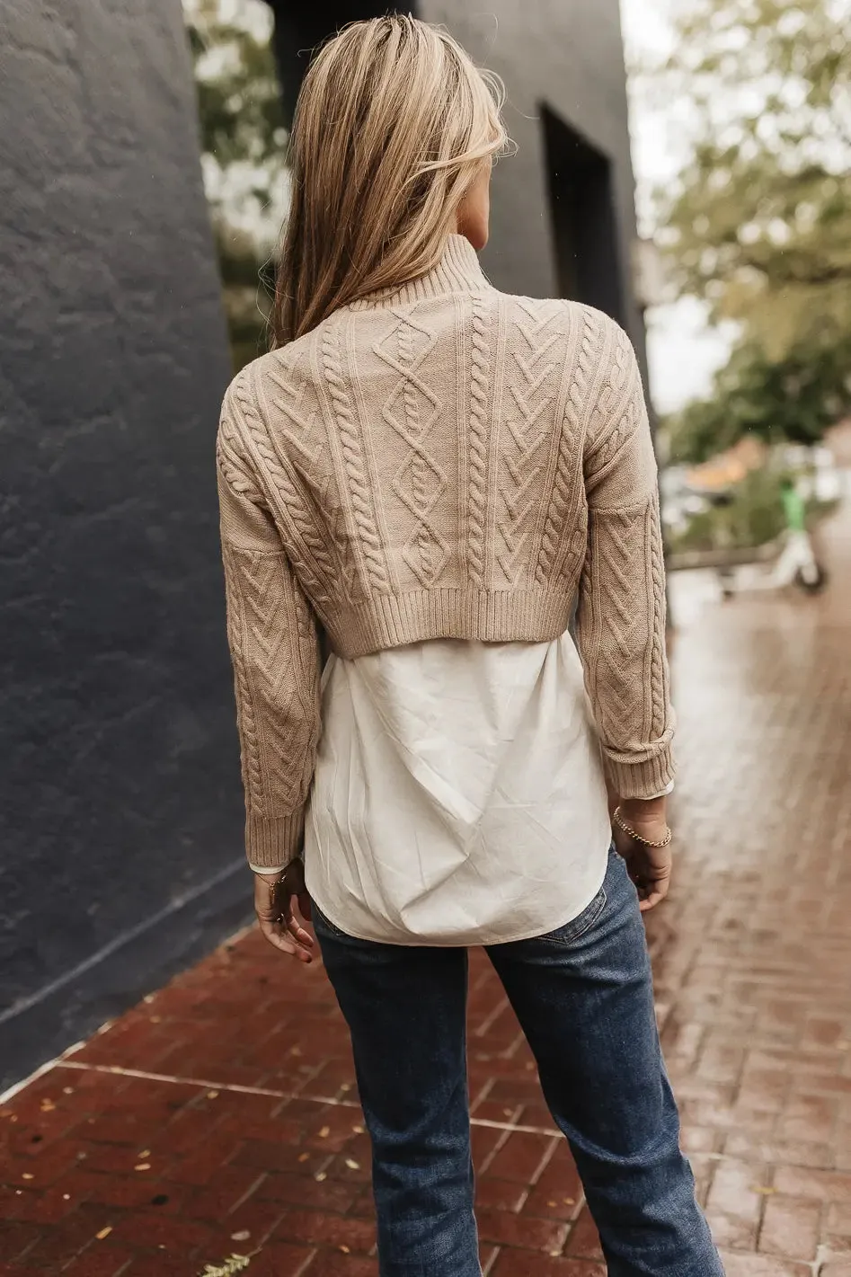 Mickie Cropped Sweater in Taupe - FINAL SALE