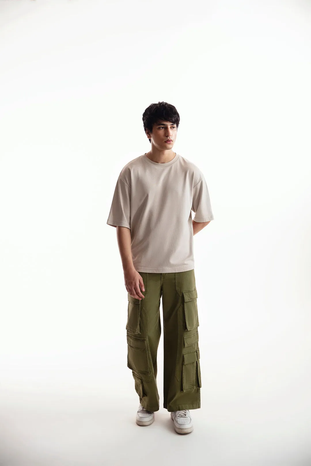 Military Green Wide Leg Cargos