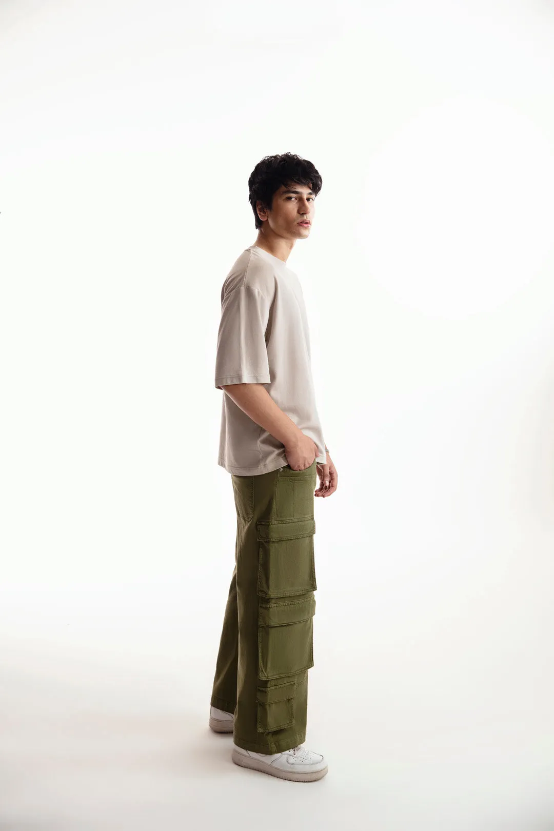 Military Green Wide Leg Cargos