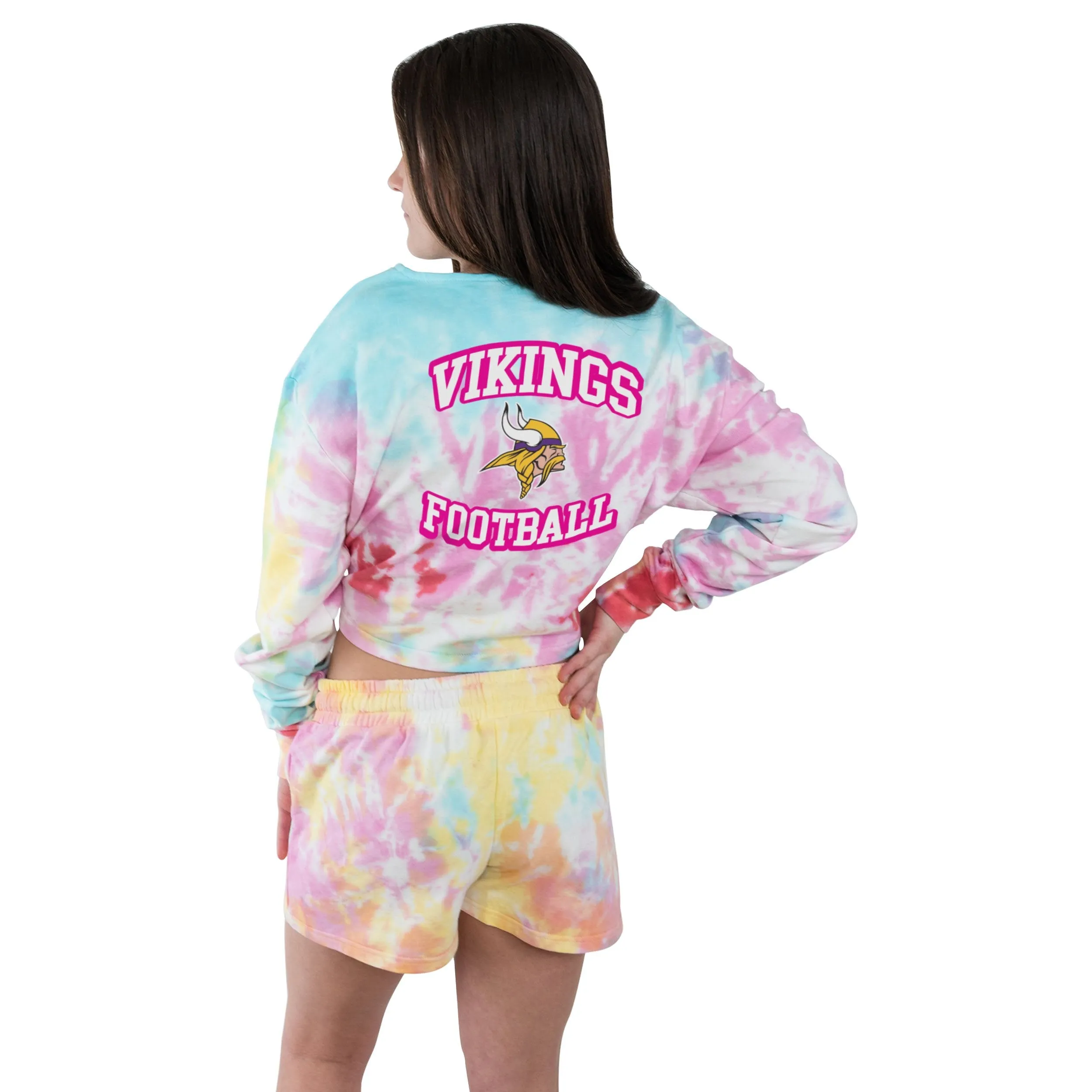 Minnesota Vikings NFL Womens Pastel Tie-Dye Blast Cropped Sweater