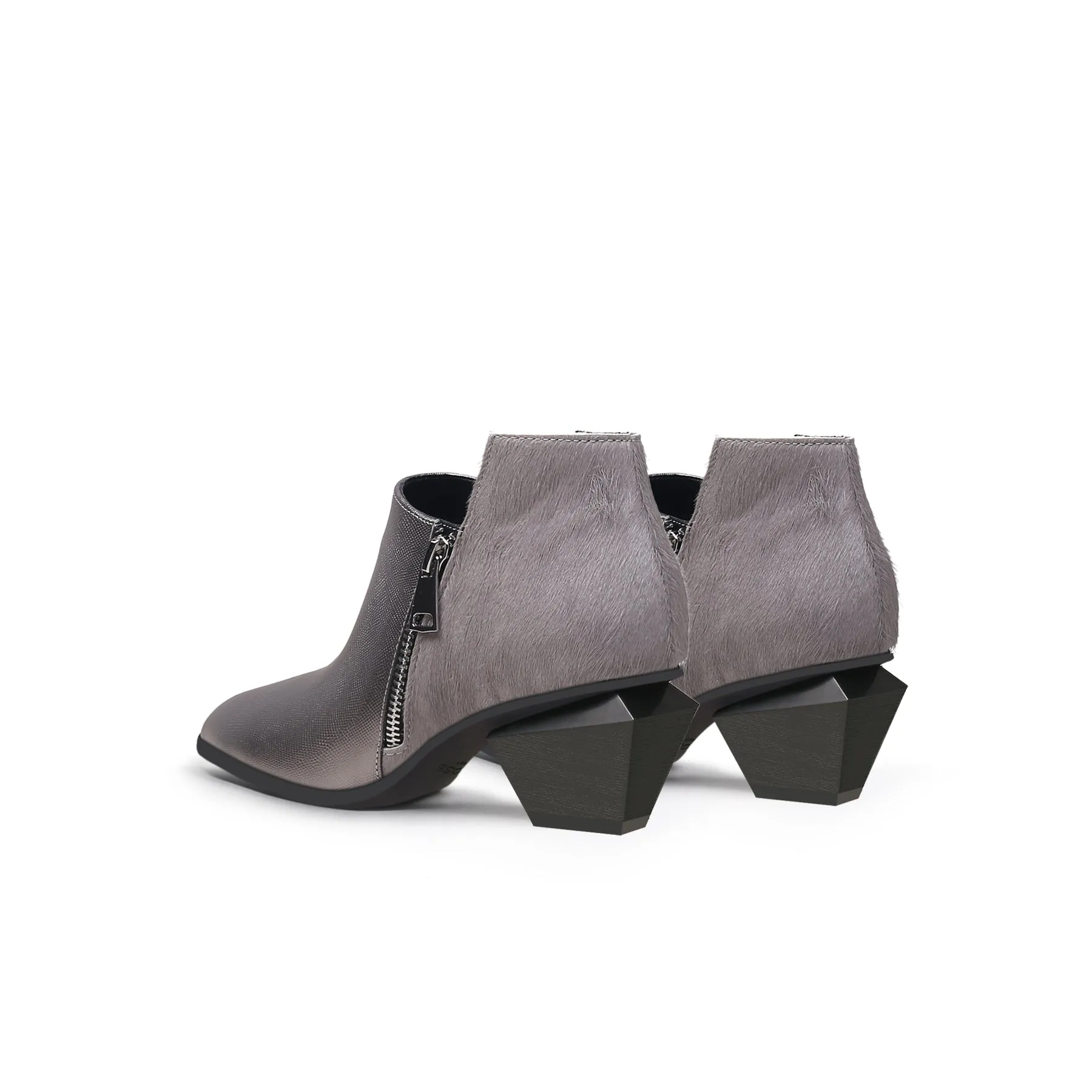 Modern Suede Leather Paneled Ankle Boots