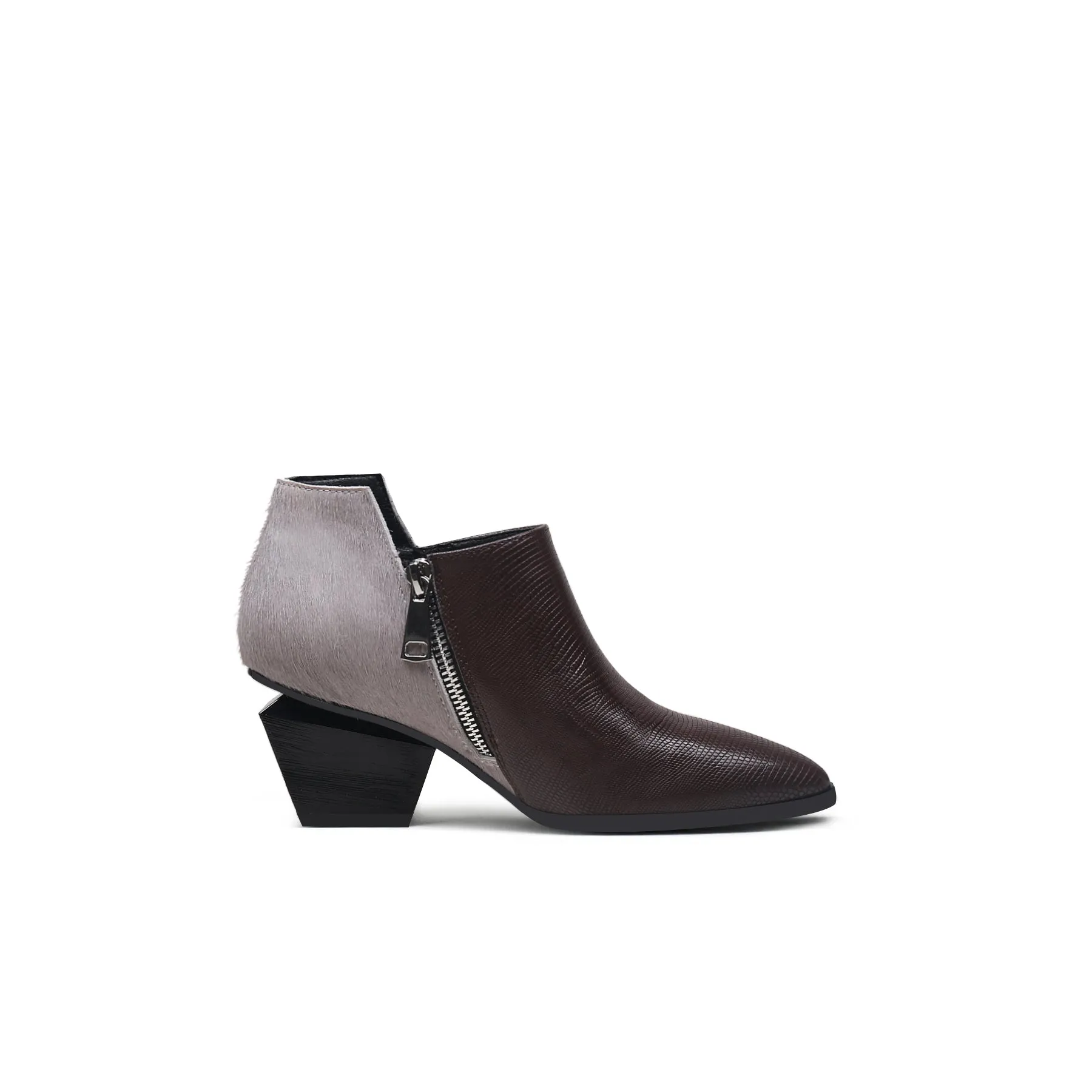 Modern Suede Leather Paneled Ankle Boots