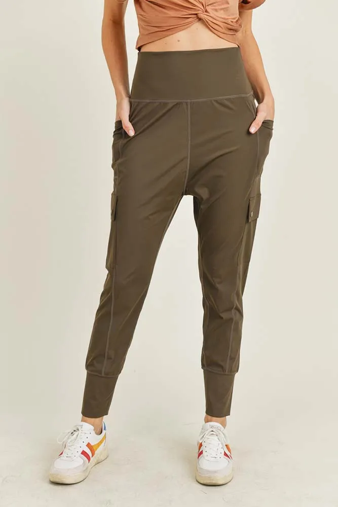 Mono B Drop Crotch Utility Lycra-Blend Pants