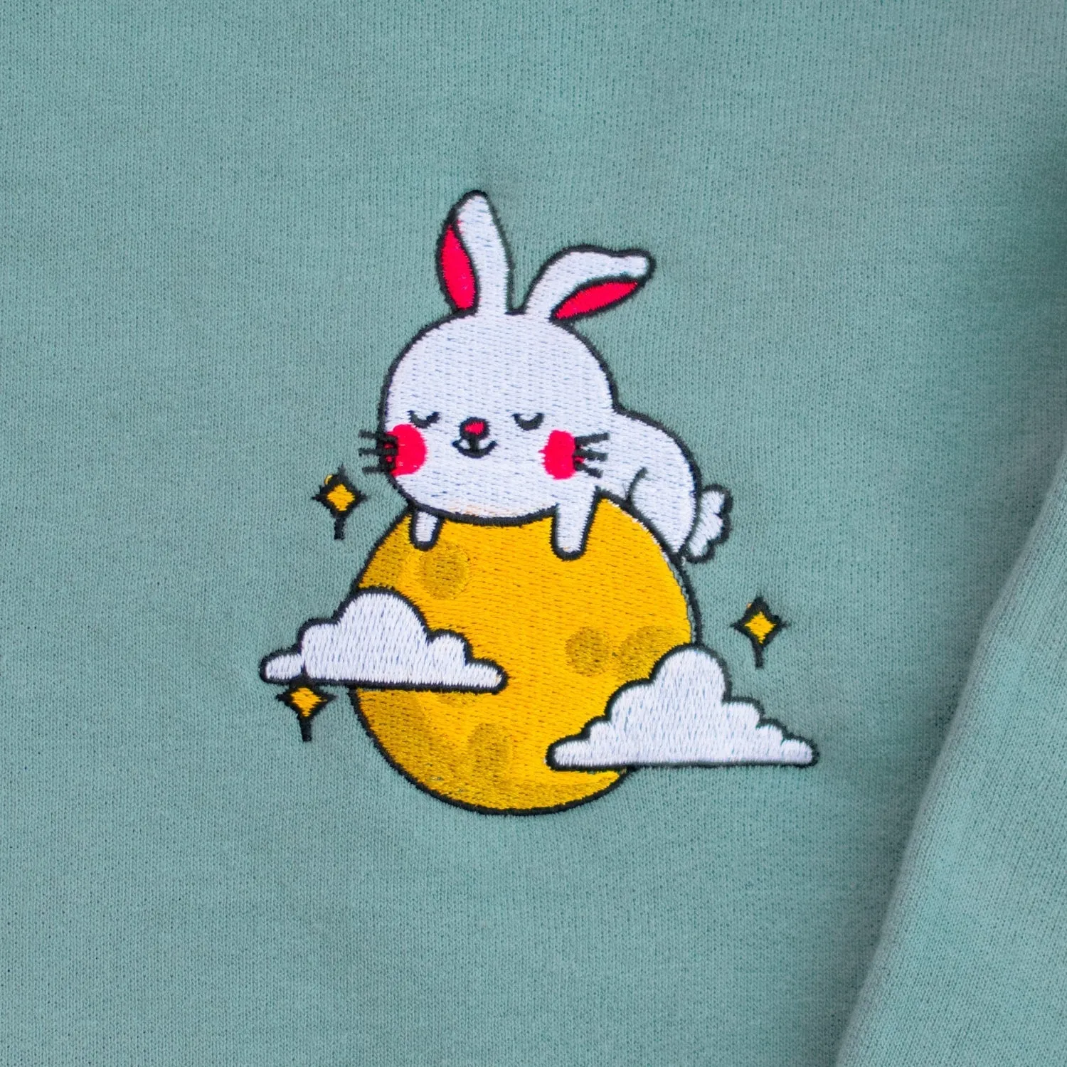 Moon Rabbit Embroidered Crop Sweatshirt