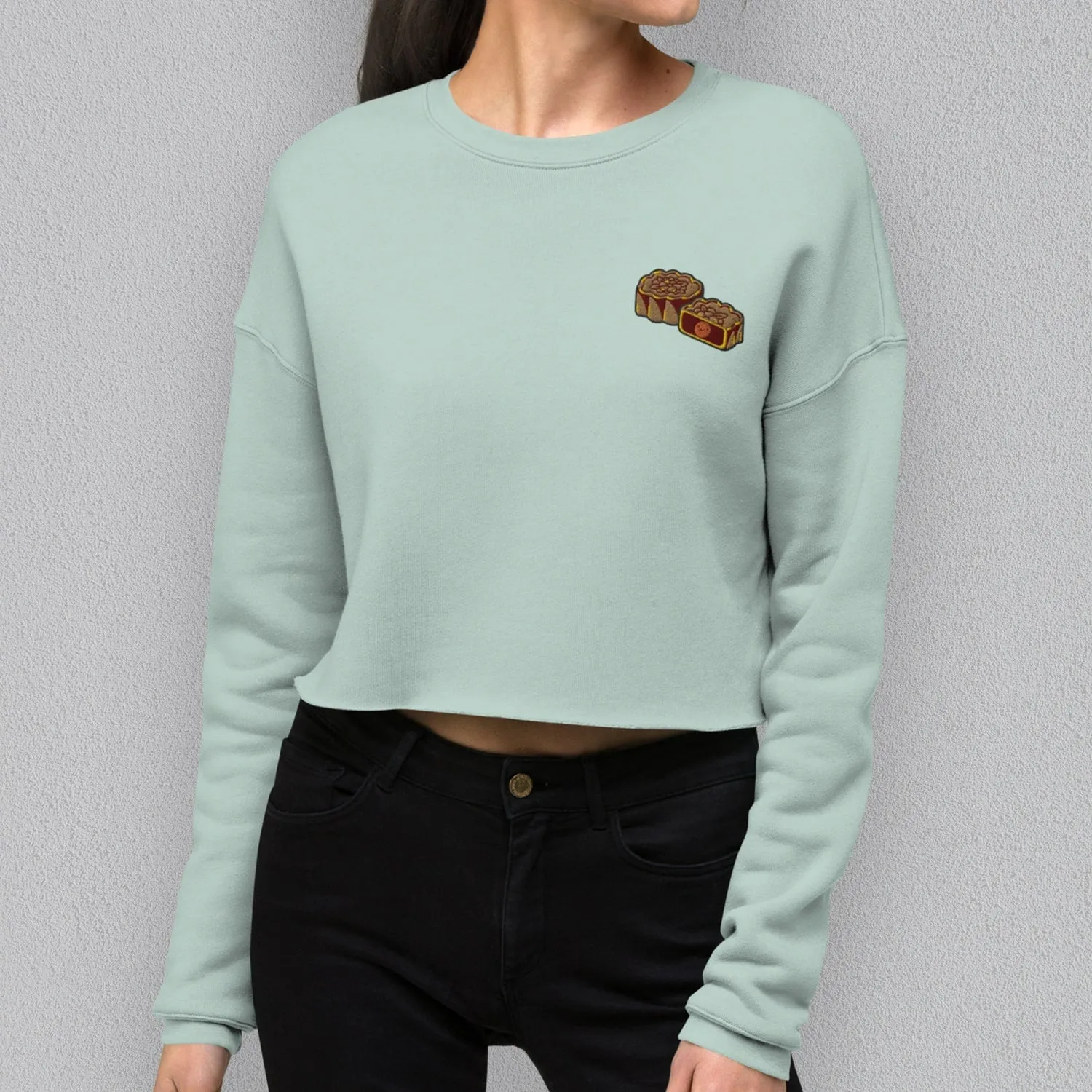 Mooncake Embroidered Crop Sweatshirt