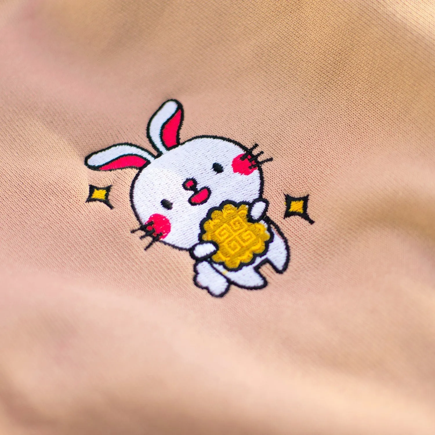 Mooncake Rabbit Embroidered Crop Hoodie