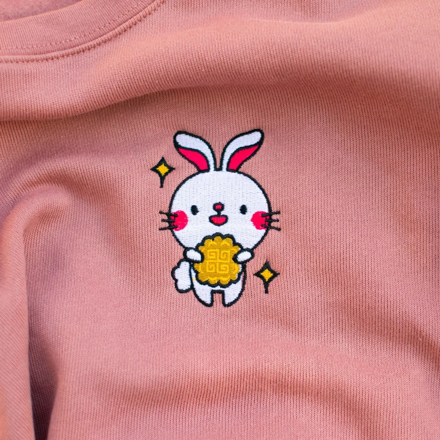 Mooncake Rabbit Embroidered Crop Sweatshirt