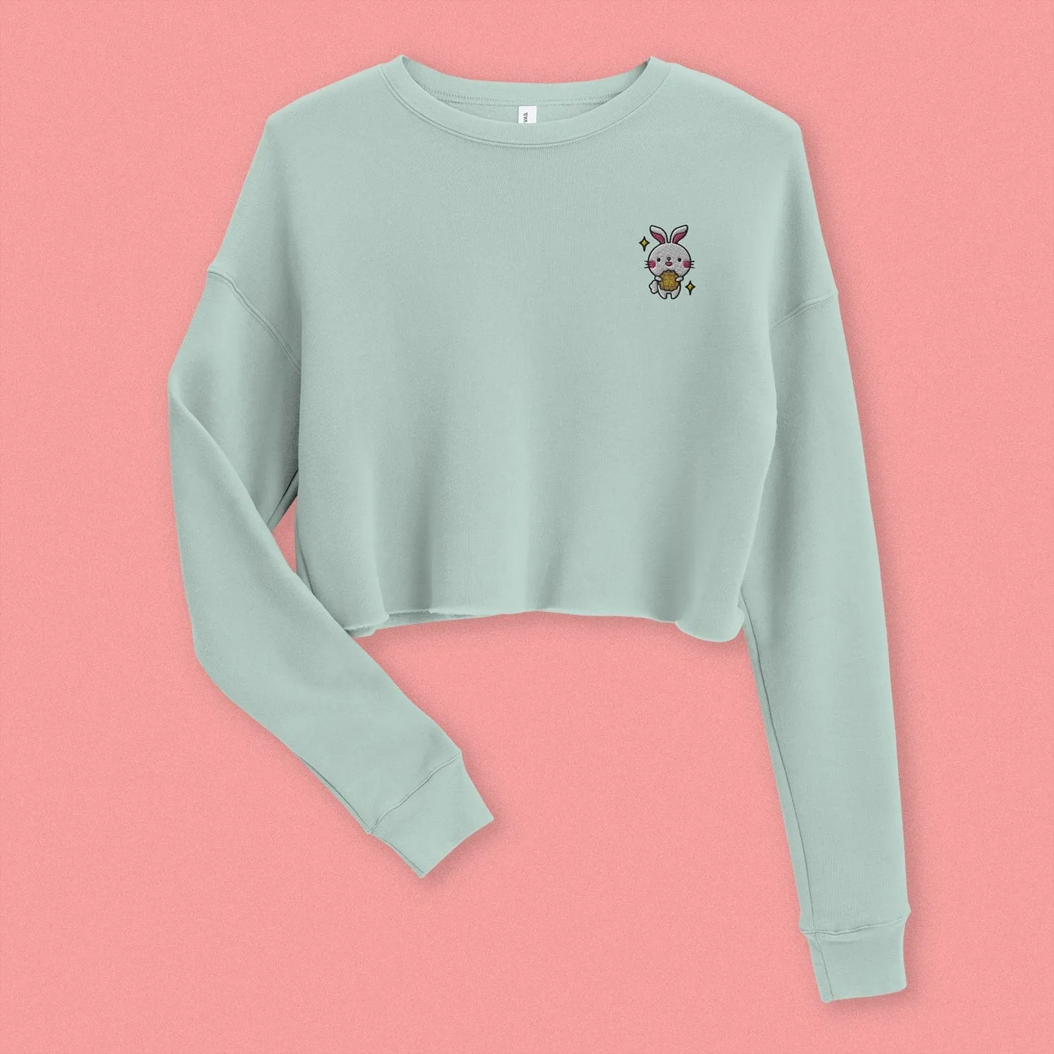 Mooncake Rabbit Embroidered Crop Sweatshirt