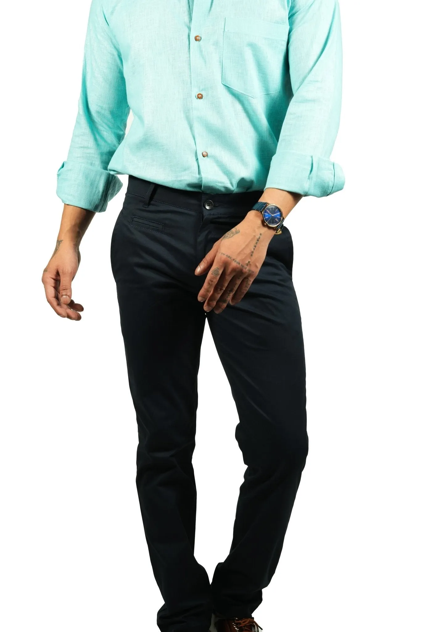 Navy Blue Color Cotton Trouser Pants for Men