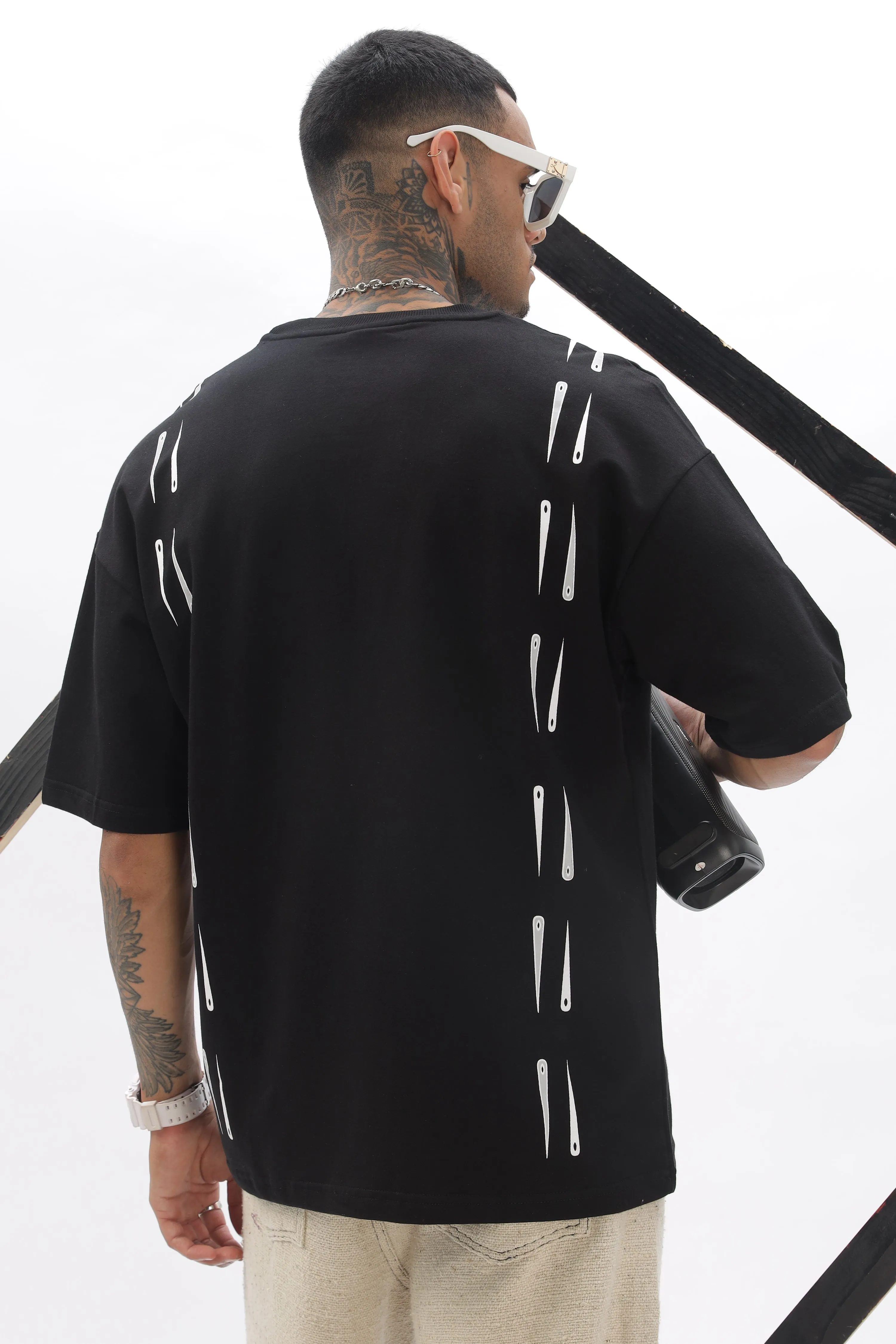 NeedleFlow Black Dropshoulder Tee