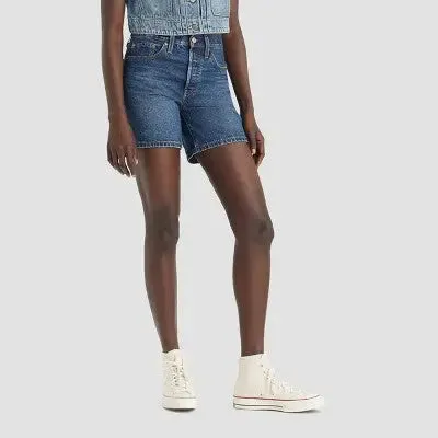 New - Levi's 501 Women's Mid-Thigh High-Rise Jean Denim Shorts Above-Knee, Blue