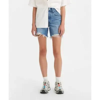 New - Levi's 501 Women's Mid-Thigh High-Rise Jean Denim Shorts Above-Knee, Blue