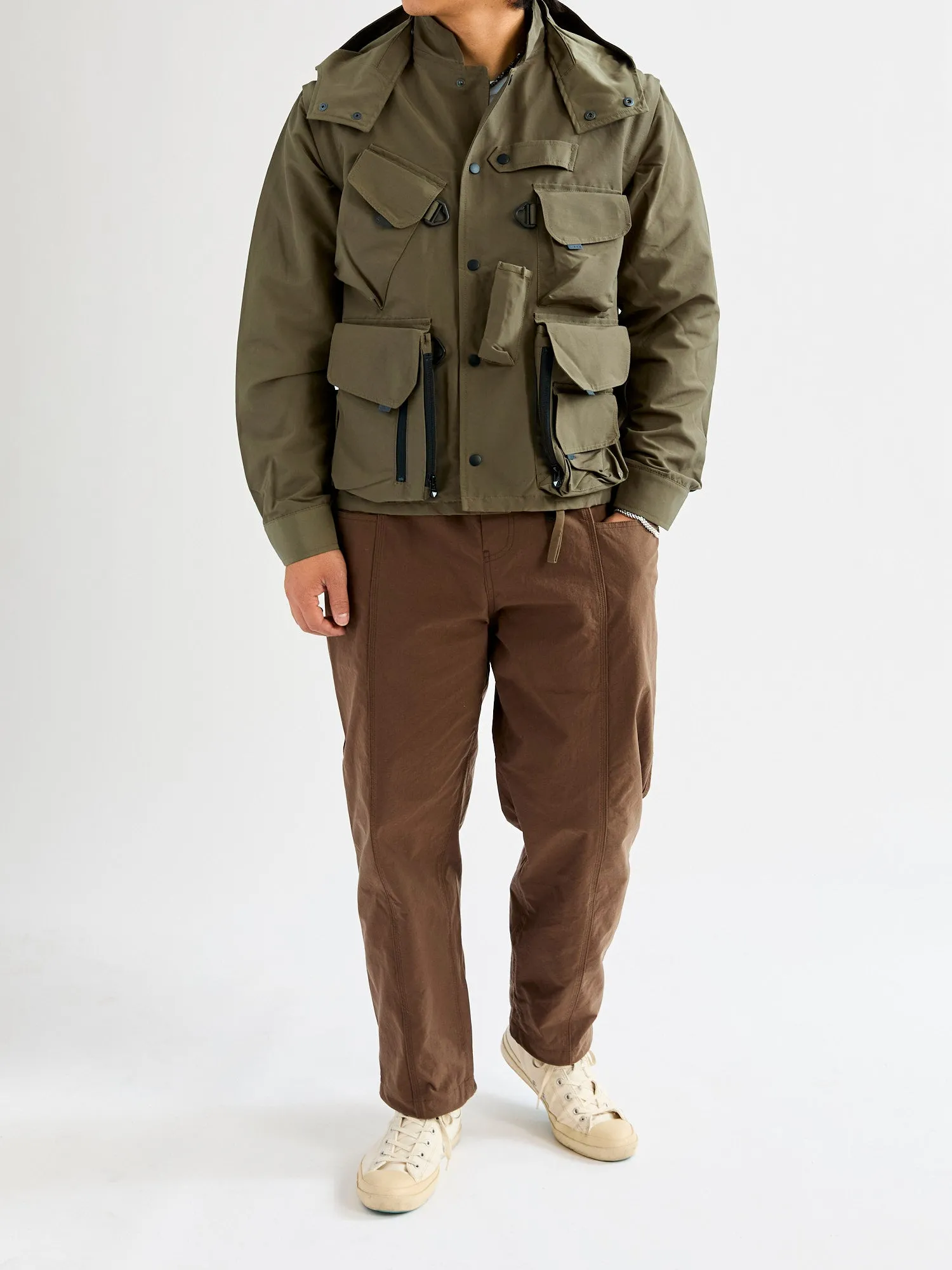 Nylon Oxford Belted C.S Pant in Brown