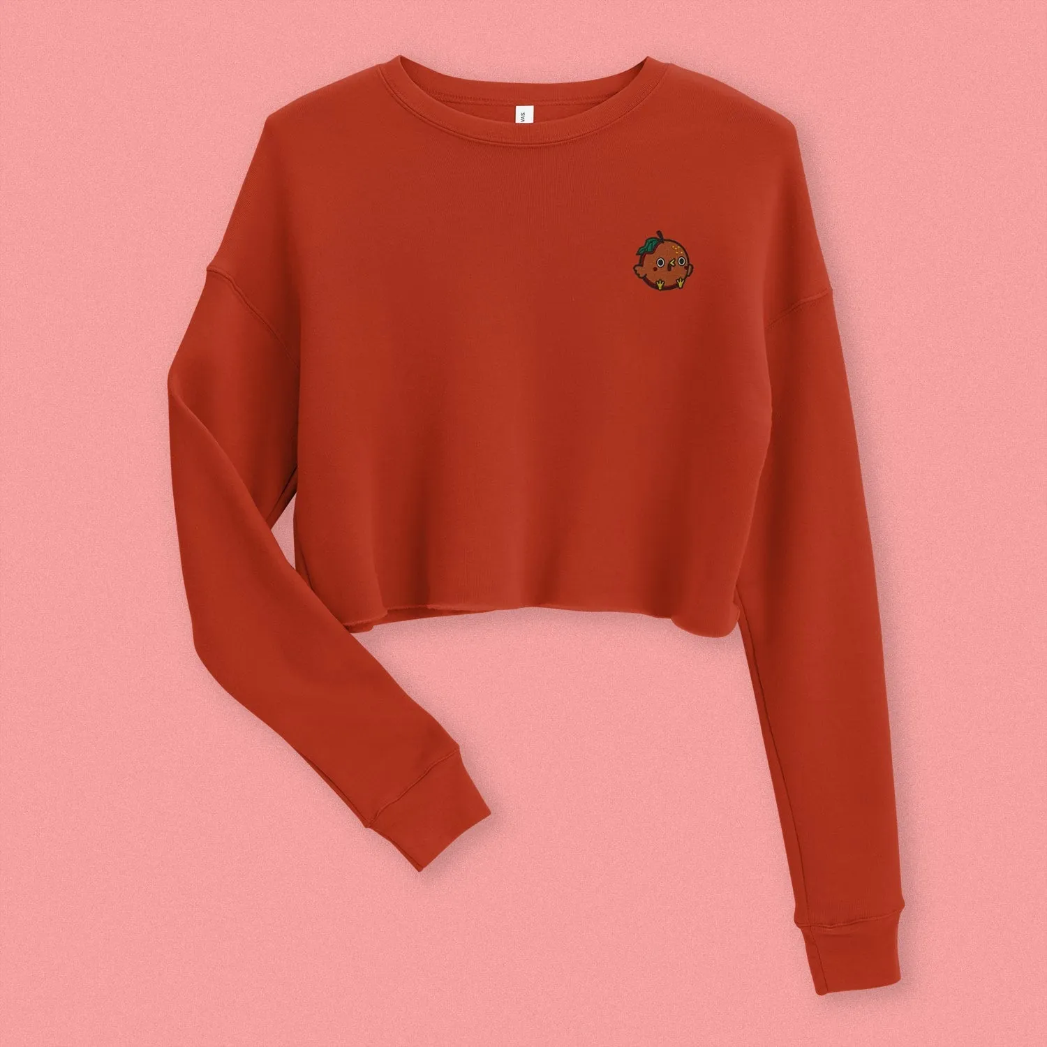 Orange Chicken Embroidered Crop Sweatshirt