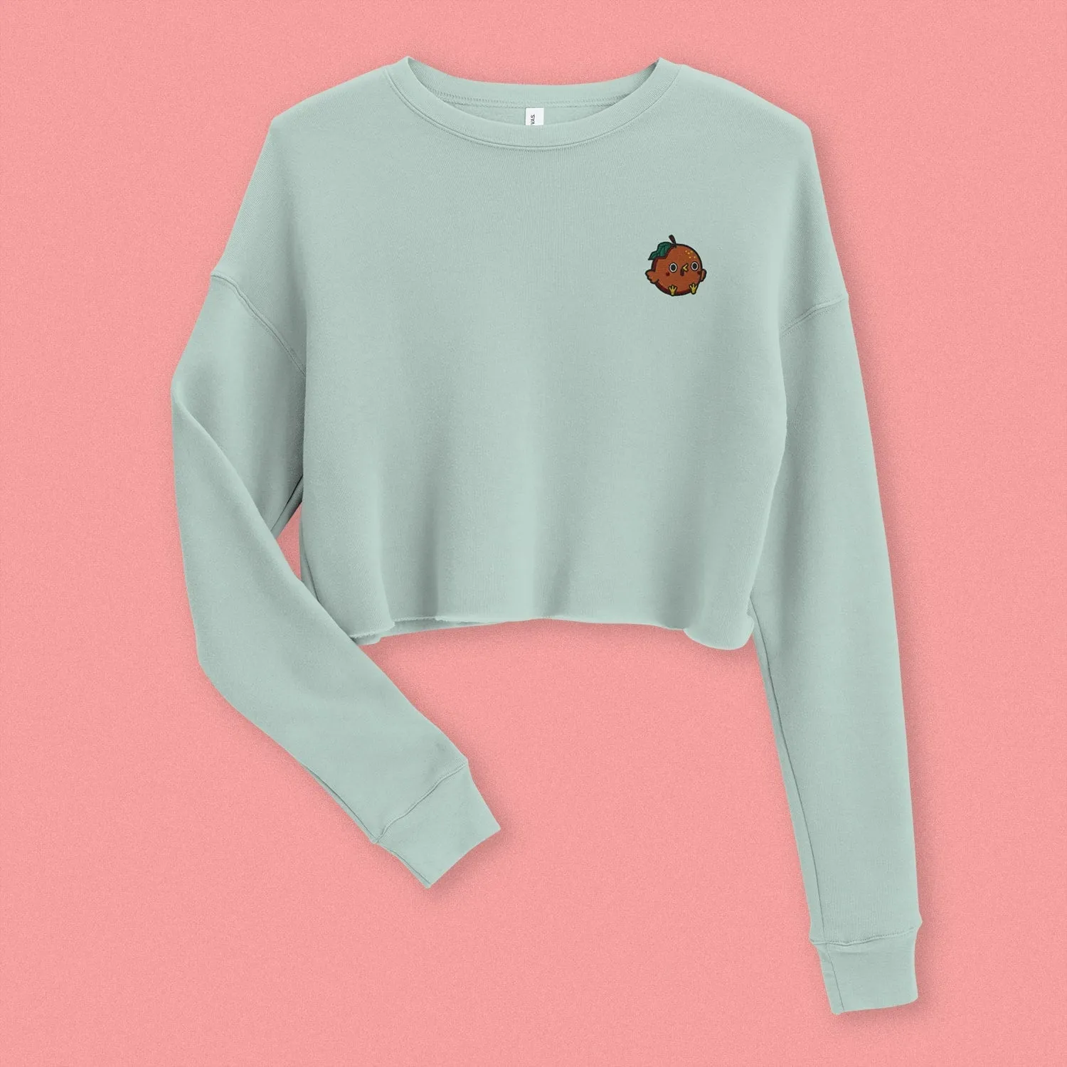 Orange Chicken Embroidered Crop Sweatshirt