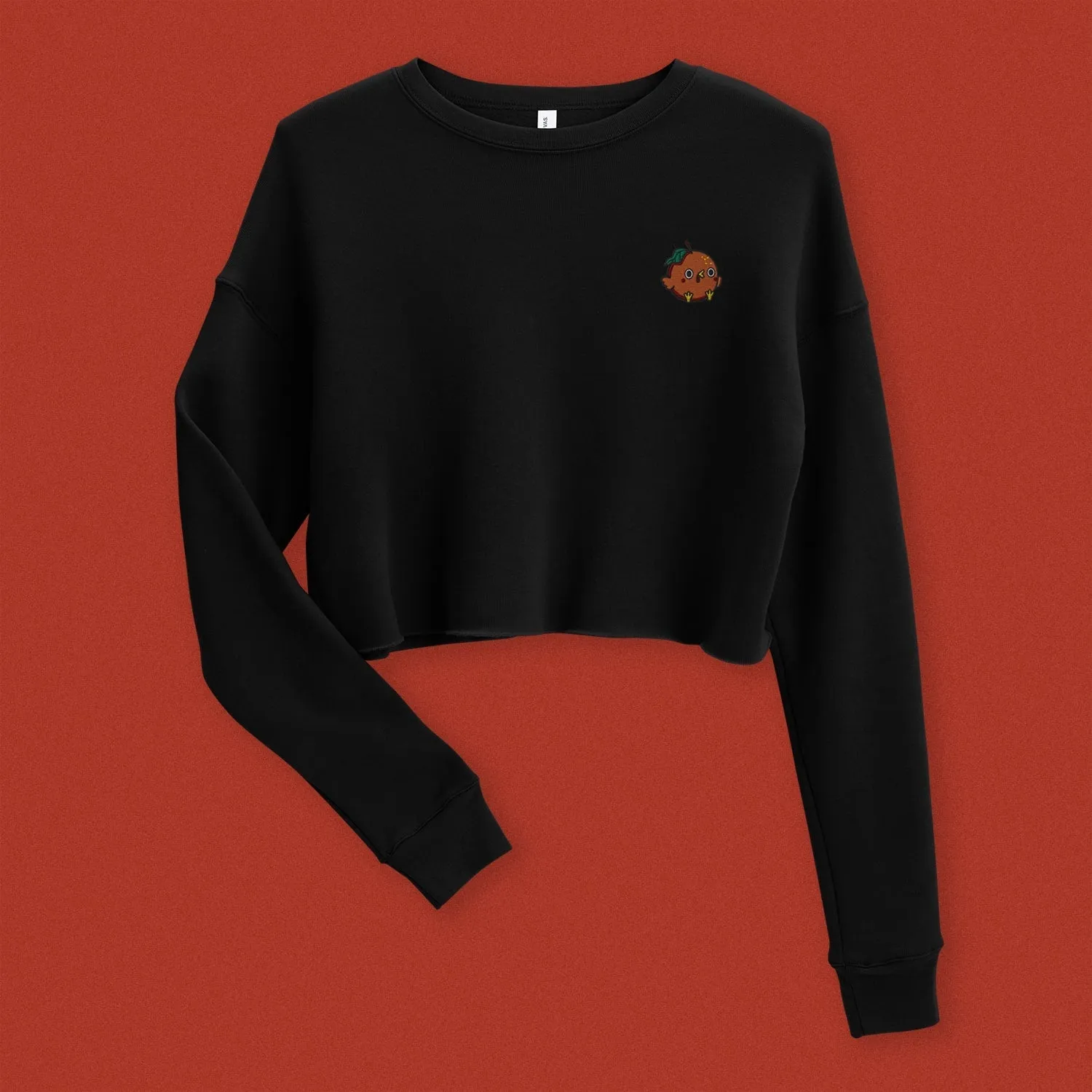 Orange Chicken Embroidered Crop Sweatshirt