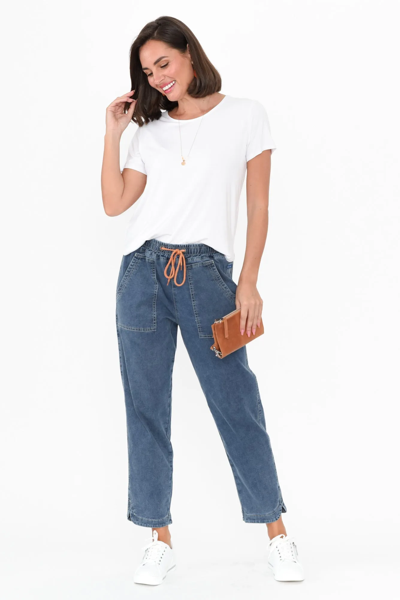 Orbe Dark Blue Denim Drawstring Jeans