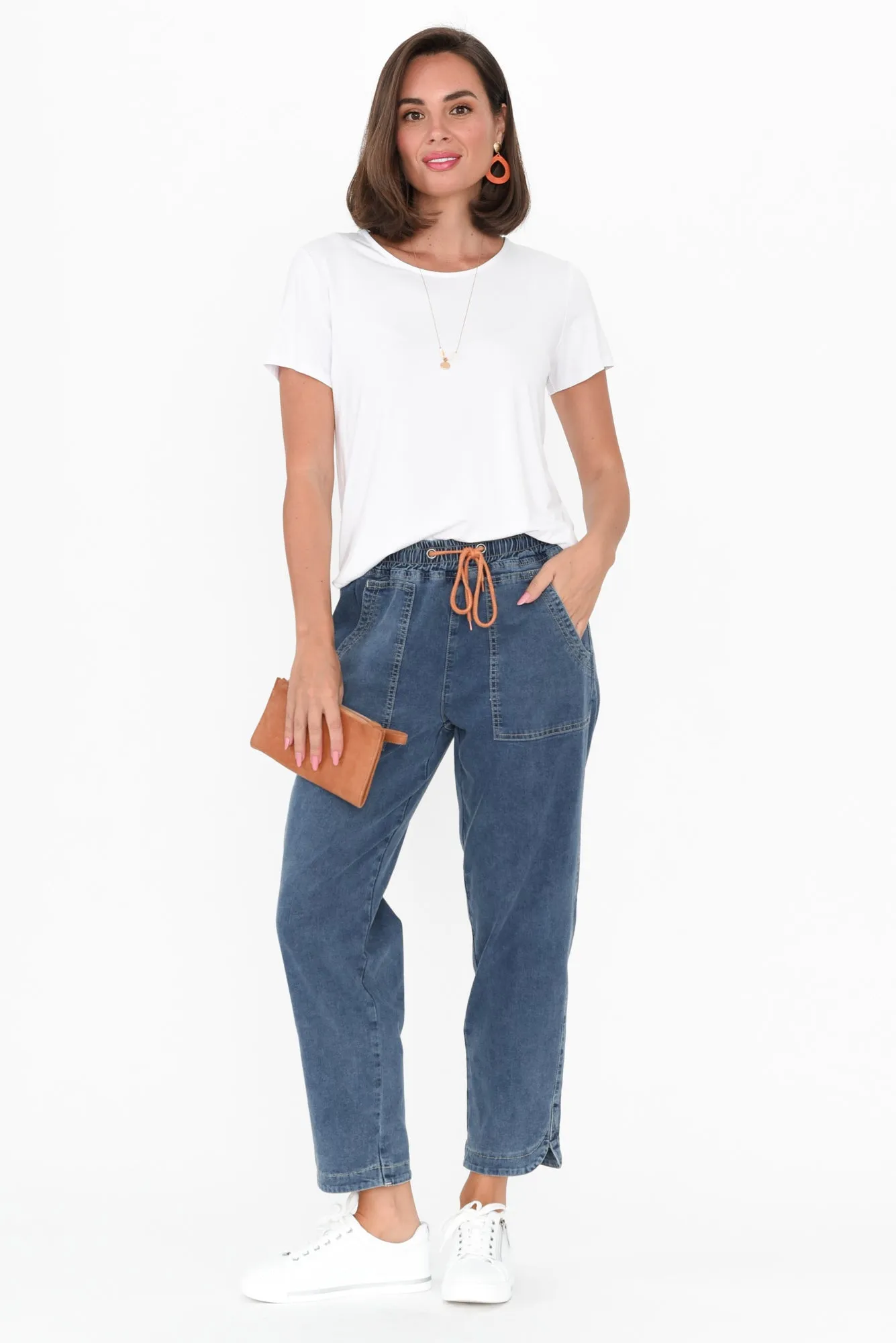 Orbe Dark Blue Denim Drawstring Jeans