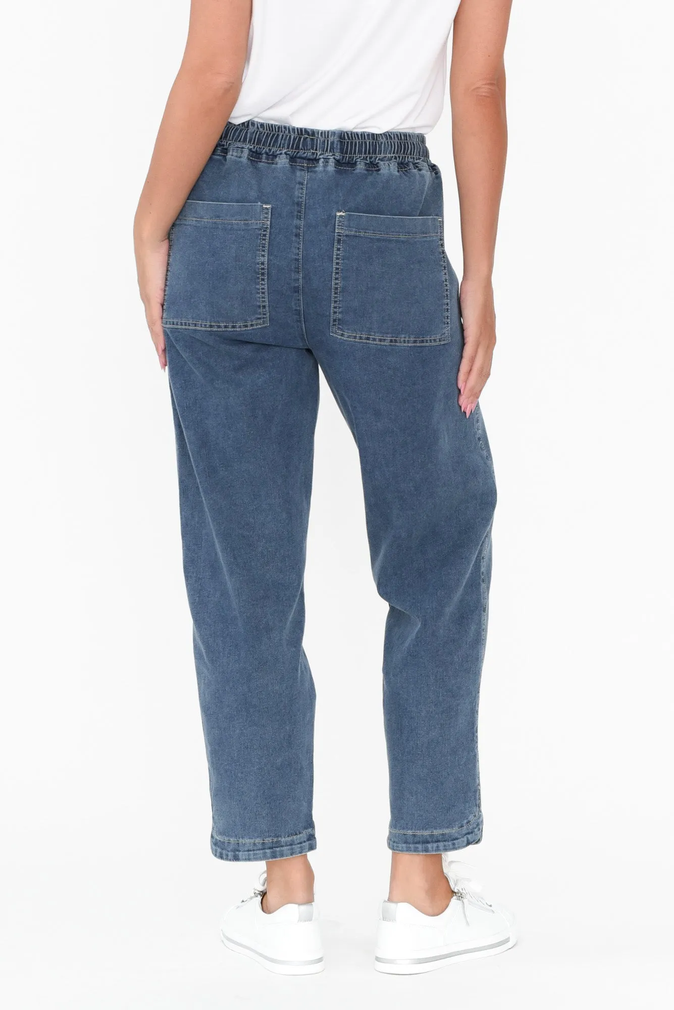 Orbe Dark Blue Denim Drawstring Jeans