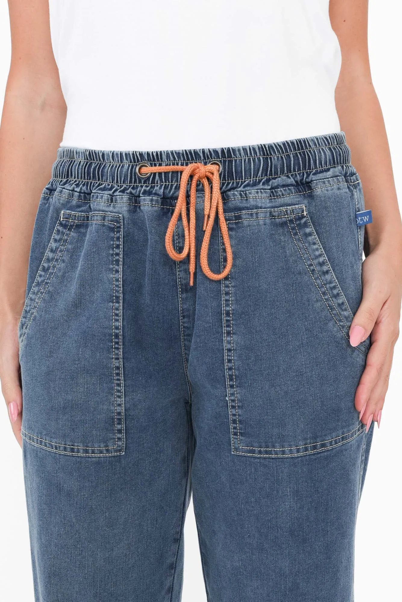 Orbe Dark Blue Denim Drawstring Jeans