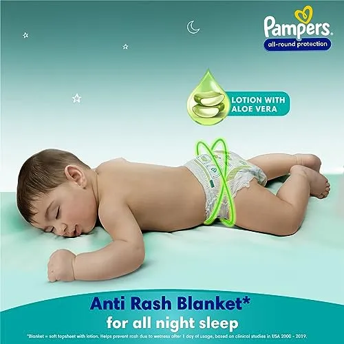 Pampers All round Protection Pants Style Baby Diapers, Large (L) Size, 64 Count, Anti Rash Blanket, Lotion with Aloe Vera, 9-14kg Diapers