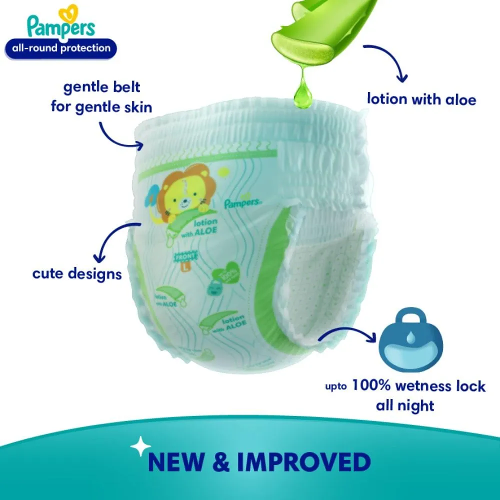 Pampers All round Protection Pants Style Baby Diapers, Small (S) Size, 86 Count, Anti Rash Blanket, Lotion with Aloe Vera, 4-8kg Diapers