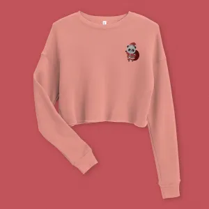 Panda Santa Embroidered Crop Sweatshirt