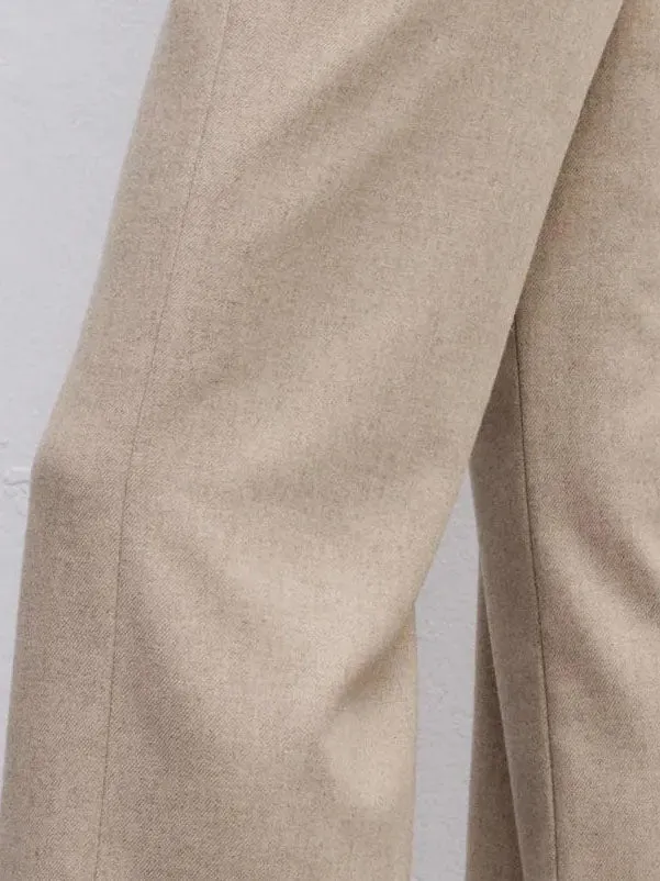 Pants in cotton and wool twill