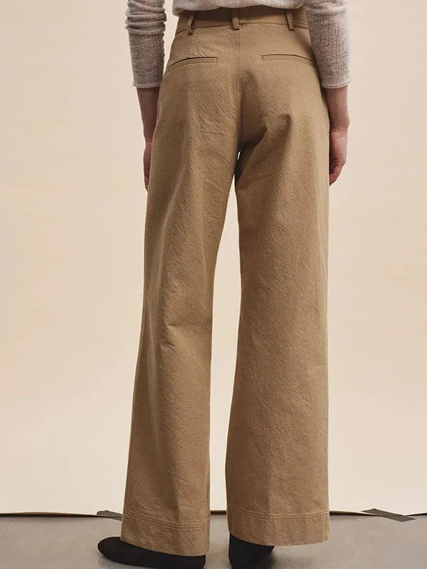 Pants in cotton and wool twill