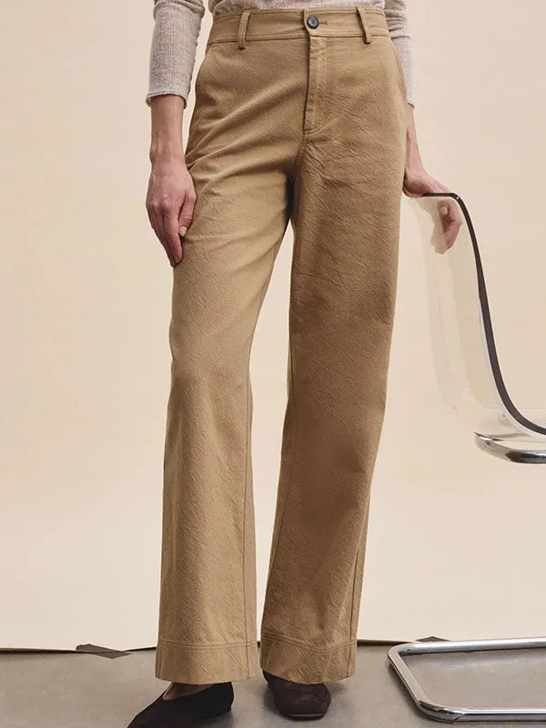 Pants in cotton and wool twill