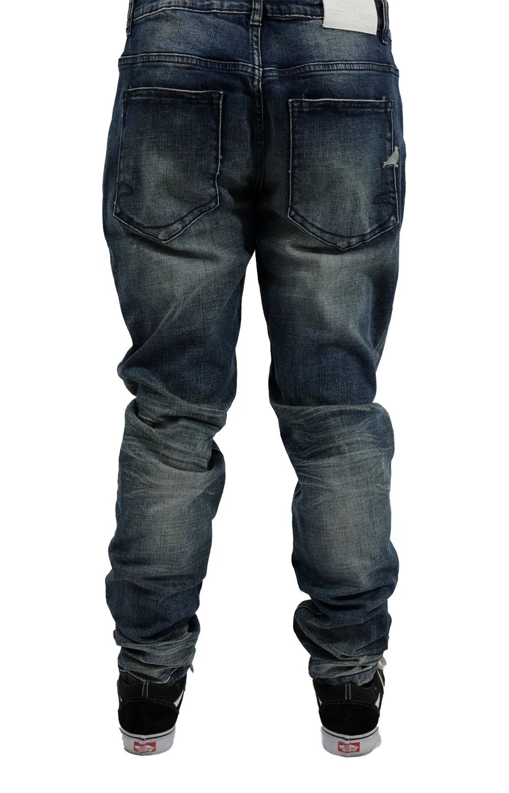 Peach Tree Dark Stone Washed Denim Trousers