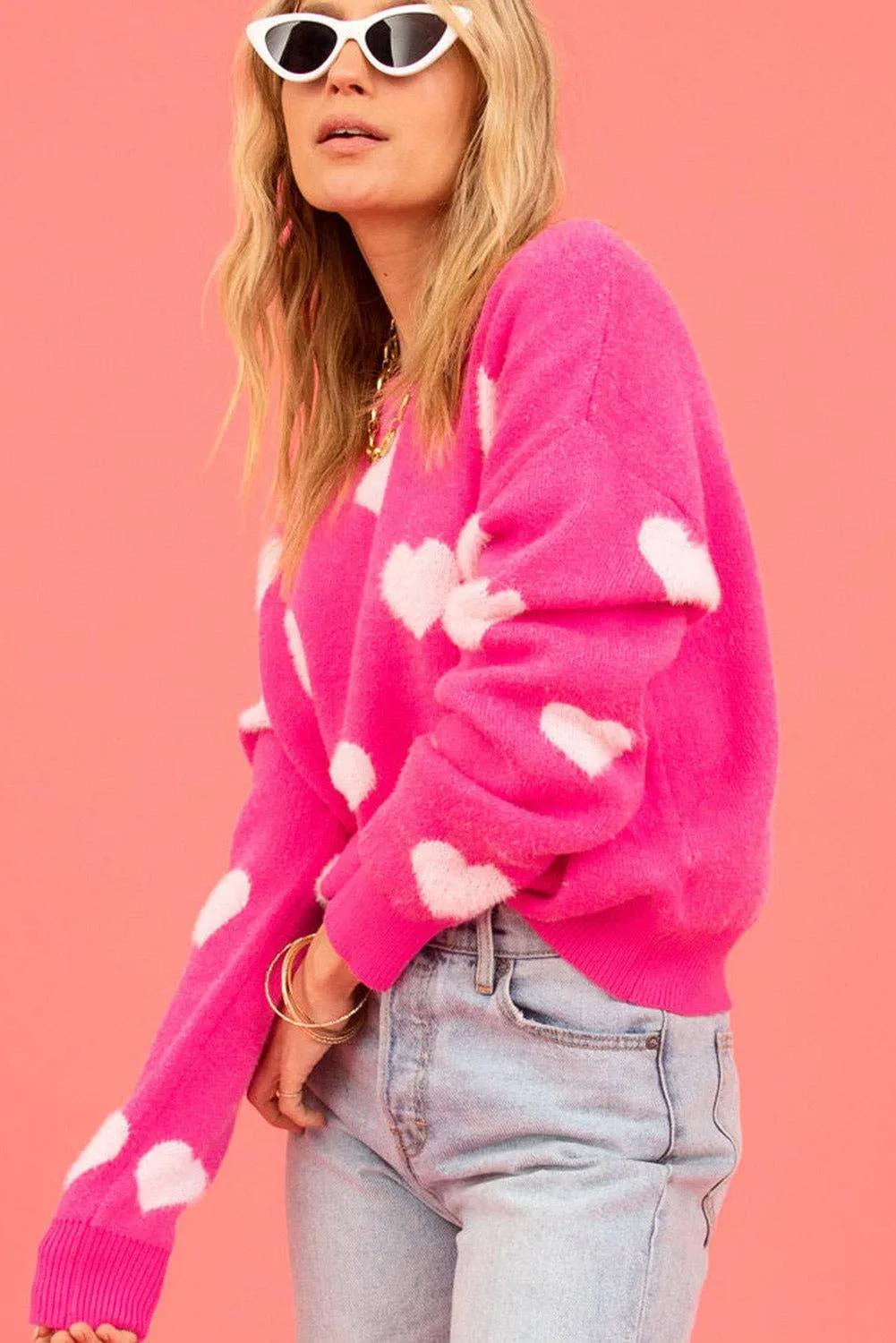 Pink Valentine Heart Sweater