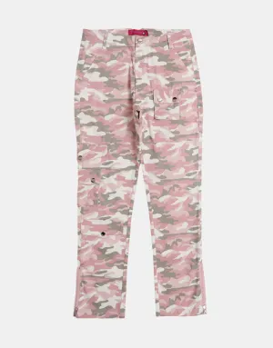 PK21 Straight Multi-pocket Cargo Pants - Pink Camo