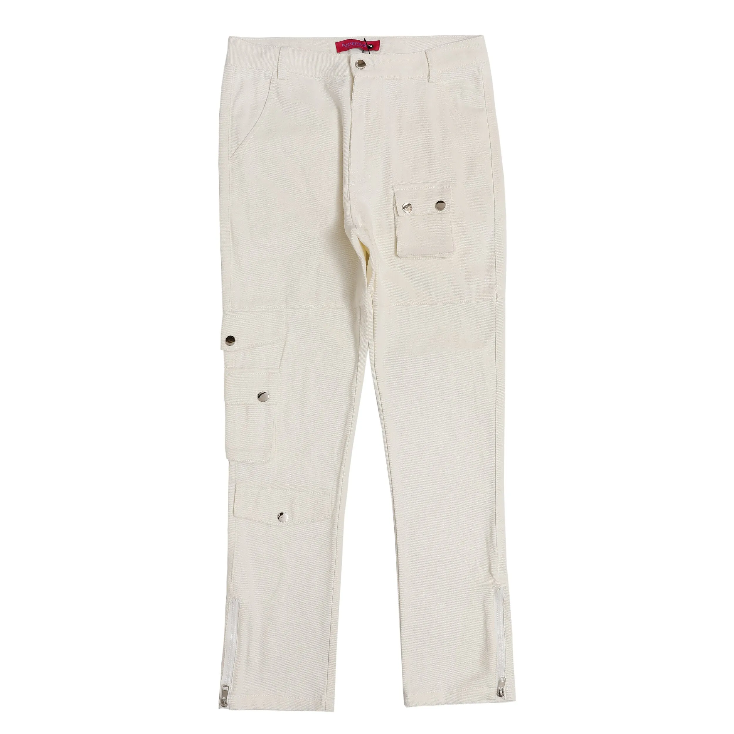 PK21 Straight Multi-pocket Cargo Pants - White