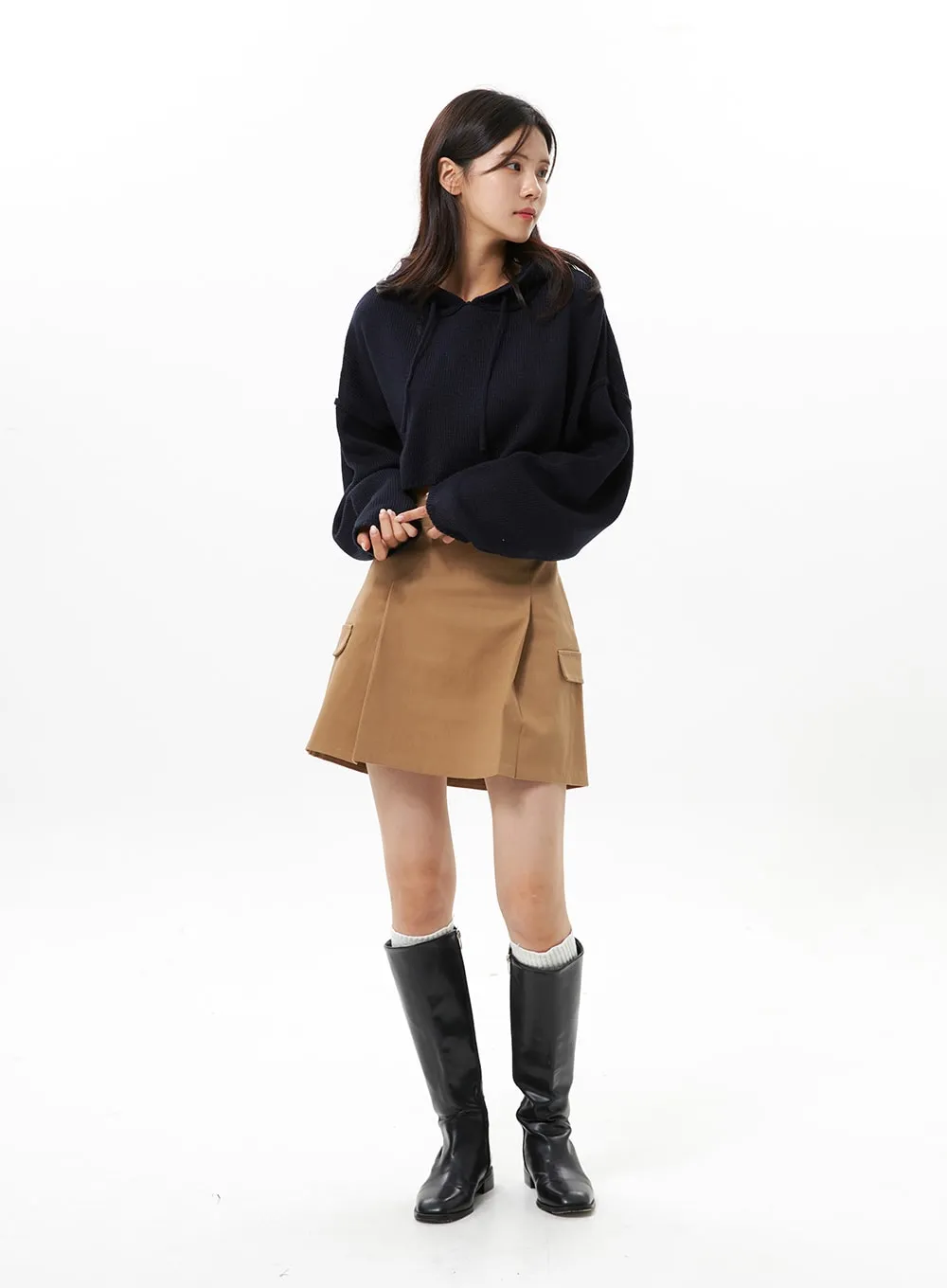 Pleated Cargo Mini Skirt OS315