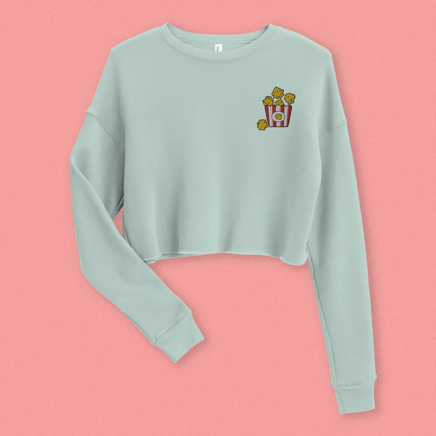 Popcorn Chicken Embroidered Crop Sweatshirt