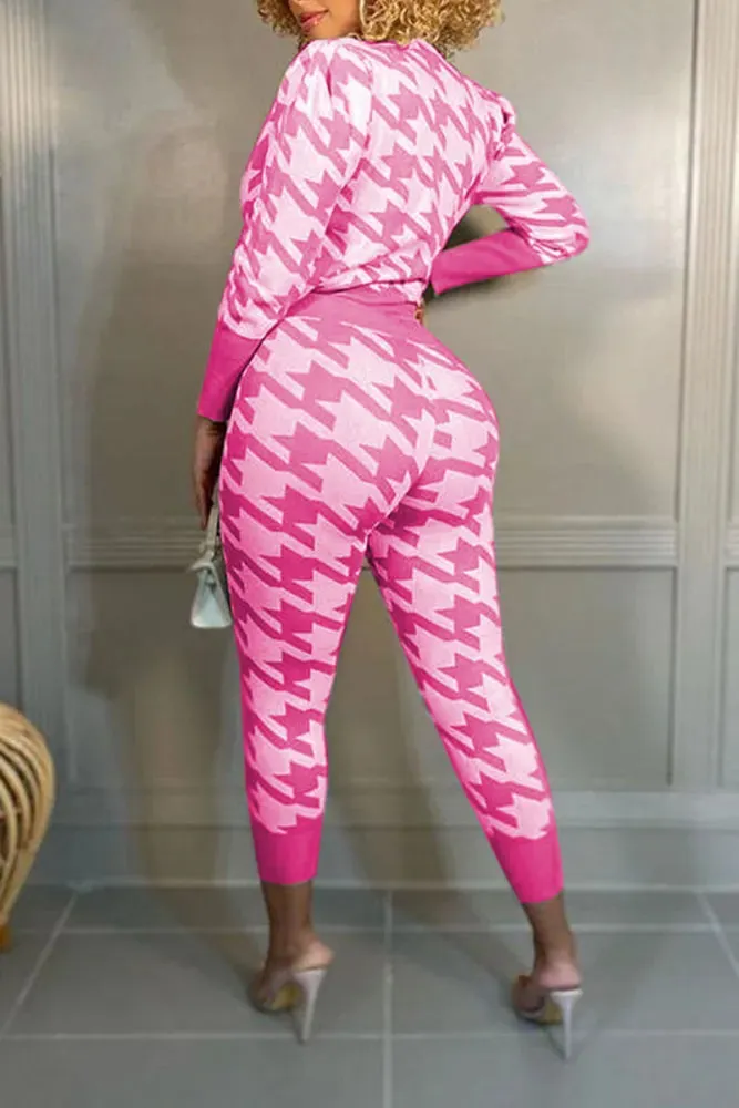 Pretty n Pink 2pc Houndstooth Print Jogger Set