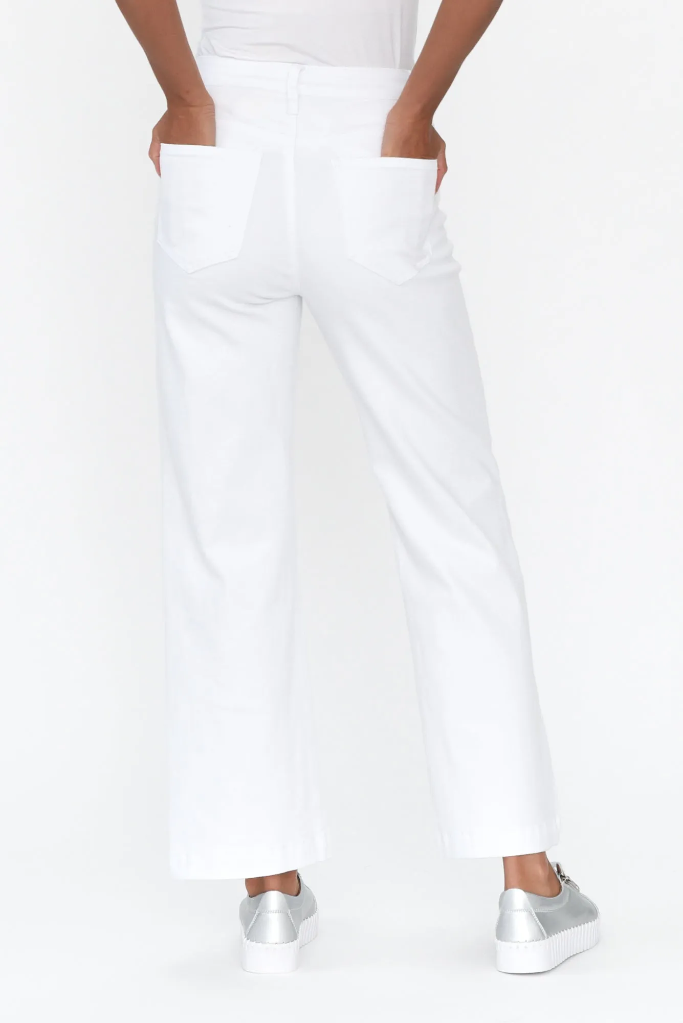 Retro White Wide Leg Jeans