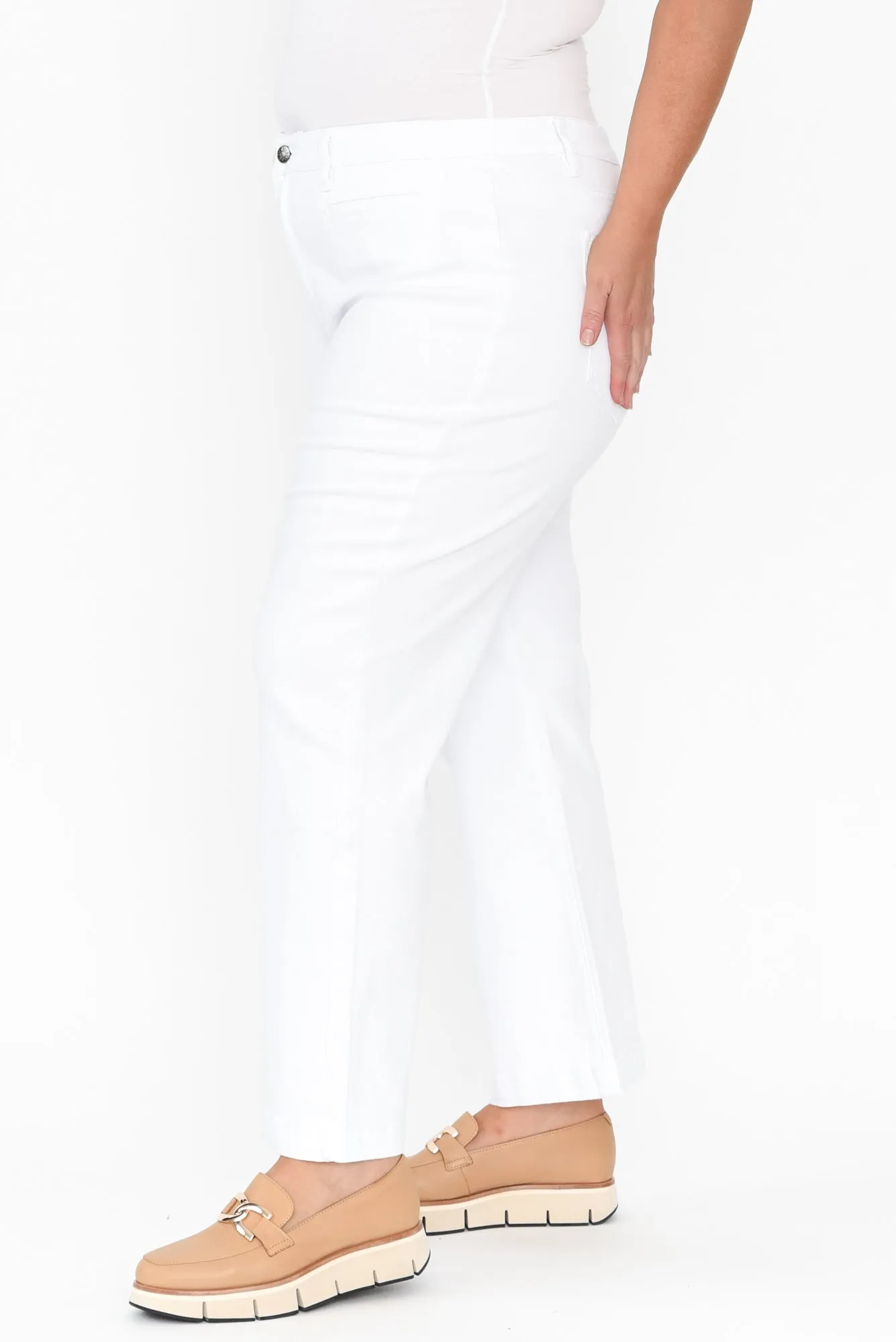 Retro White Wide Leg Jeans