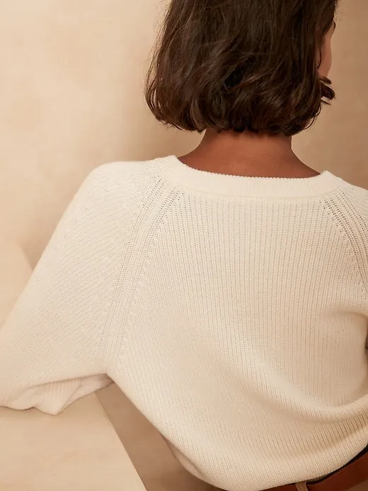 Ribbed Sweater in Responsible Wool in White