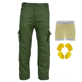 RIDERACT® Men Reinforced Cotton Cargo Motorccycle Pant Green