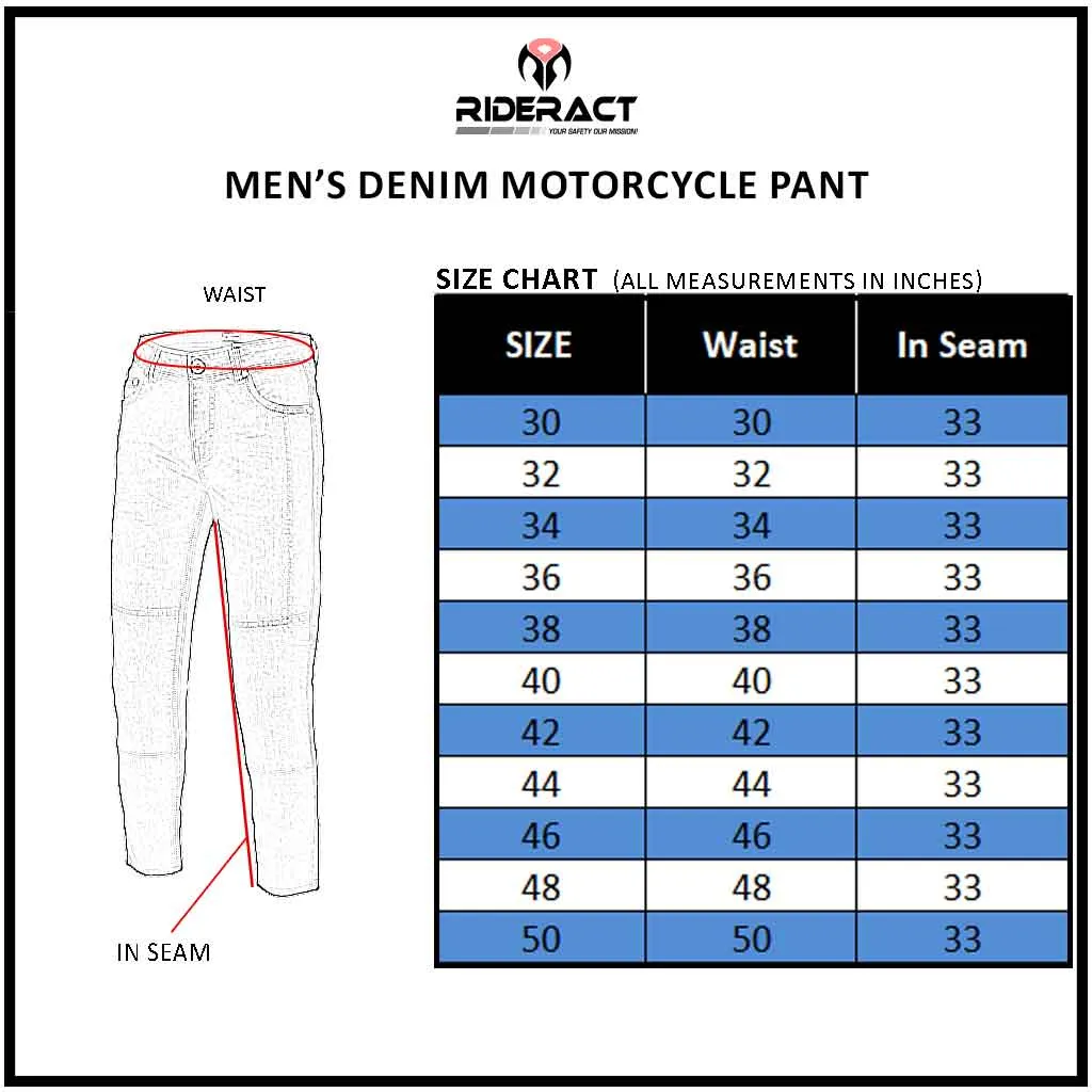 RIDERACT® Road Safe Cargo Jeans for Mens Reinforced with Aramid Fiber