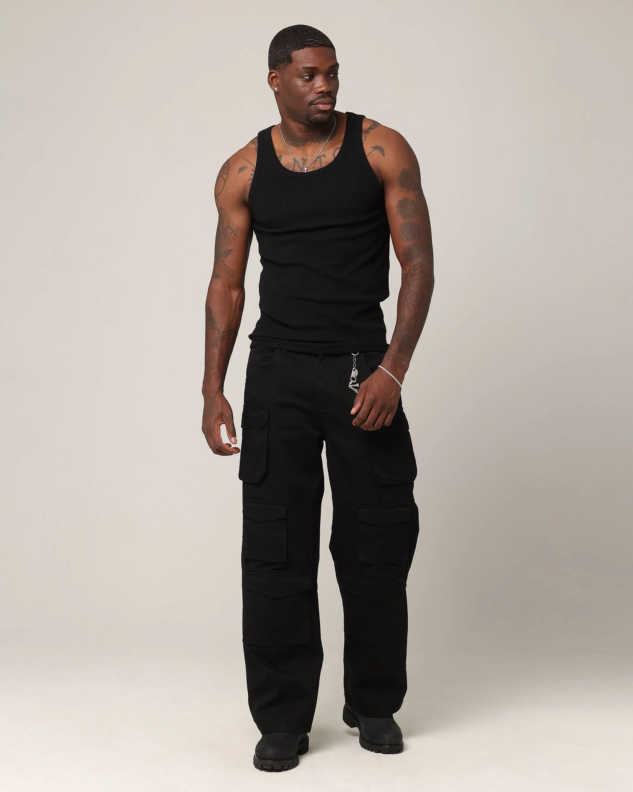 Saint Morta Baggy Cargo Pants Black