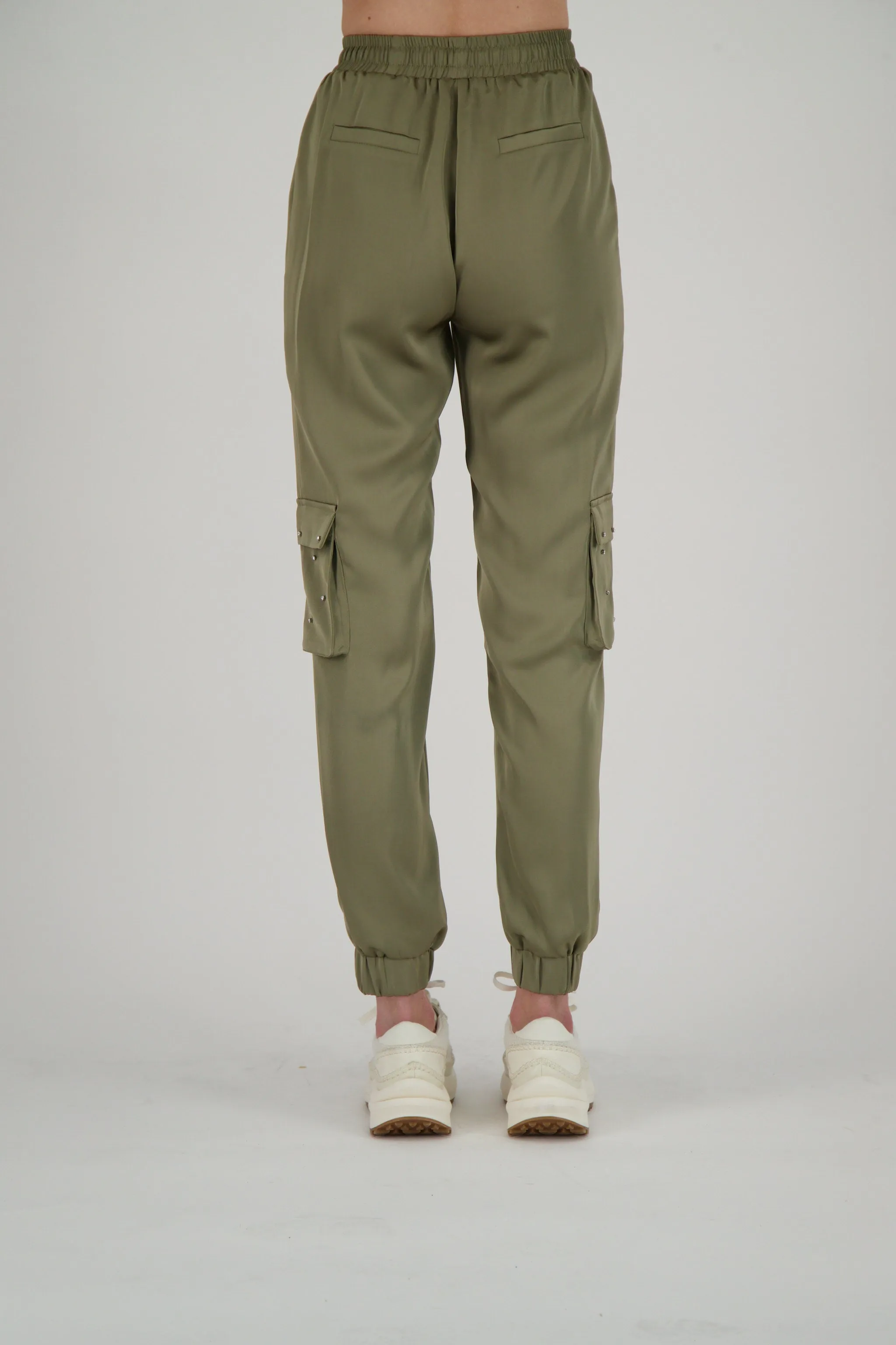 Satin Crystal Encrusted Cargo Pant