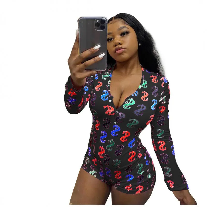 Sexy Printed Homewear Jumpsuit