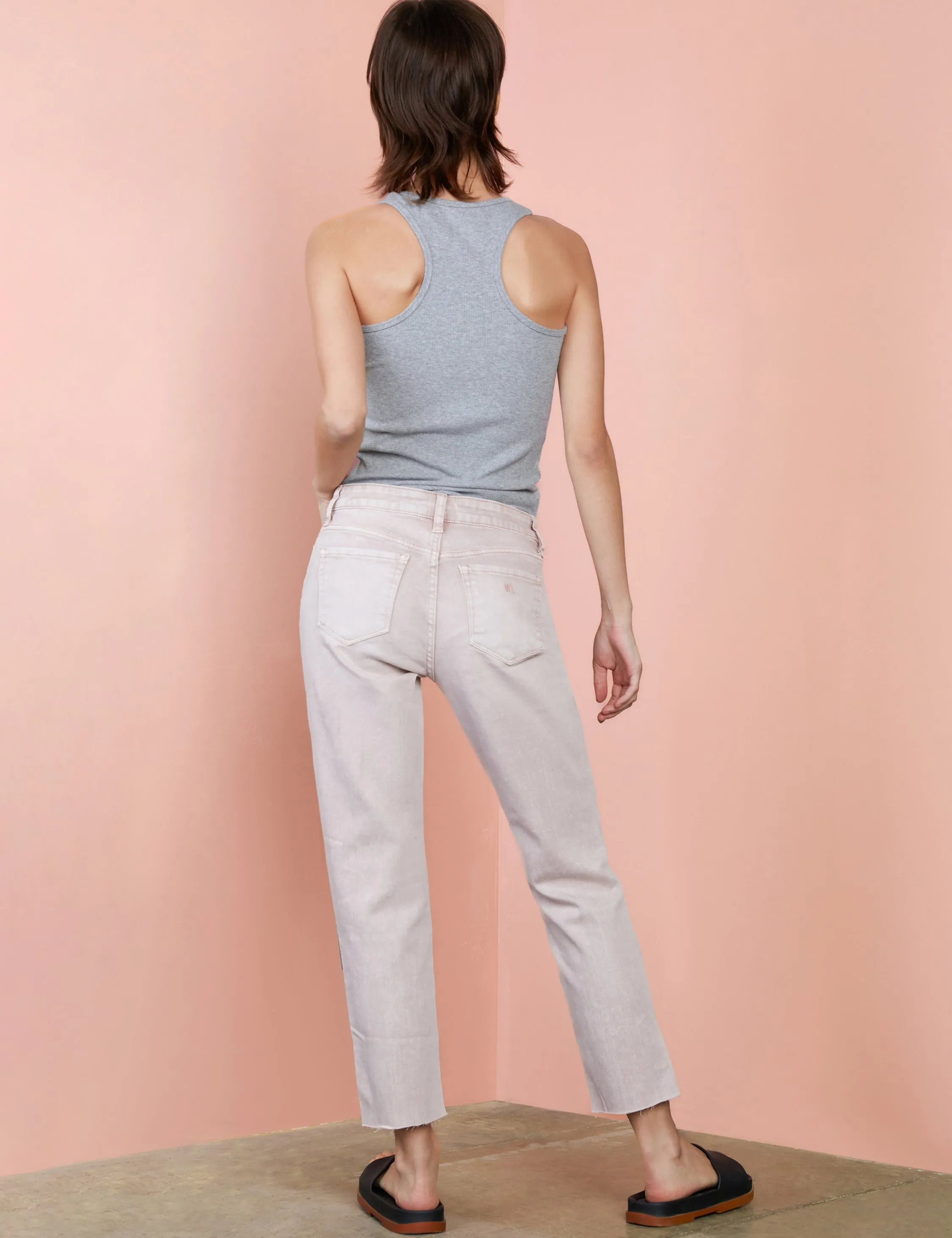 Side Slit Straight Leg Cropped Jeans